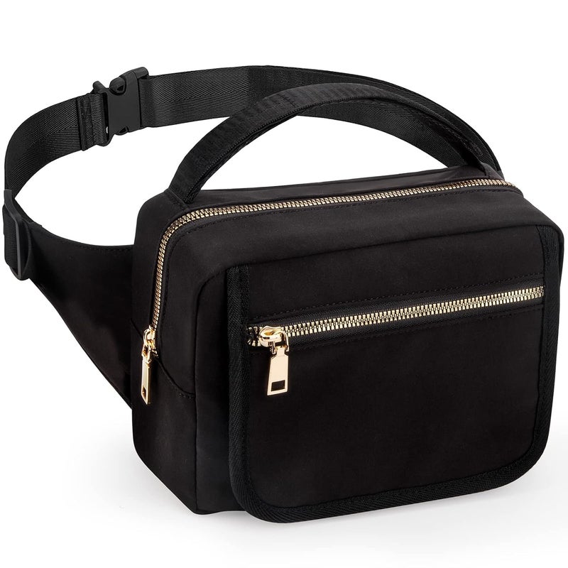 printe Small Diaper Bag with Portable Changing Pad, Crossbody Women Waist Bag with Wipes Pocket for Travel, Stroller Funny Pack, Black - Image 1